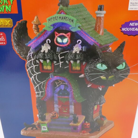 NEW Lemax Spooky Town Meow Mansion Black Cat House 15730 Halloween Decor 2021 - Picture 2 of 6